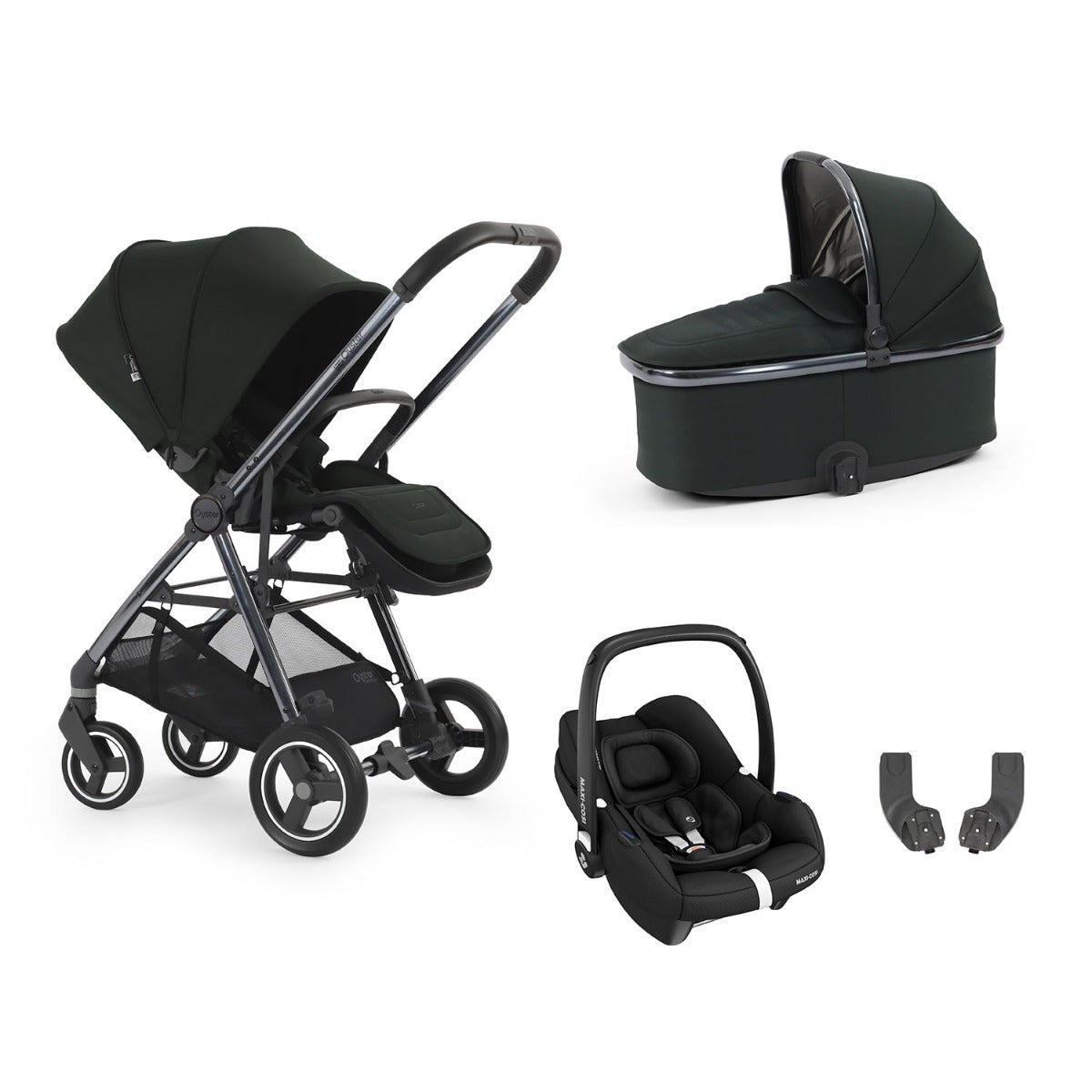 BabyStyle Oyster Gravity+ 4 Piece Maxi-Cosi Cabriofix iSize Bundle - Black Olive
