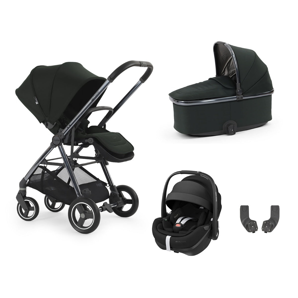 BabyStyle Oyster Gravity+ 4 Piece Maxi-Cosi Pebble 360 Pro2 Bundle - Black Olive
