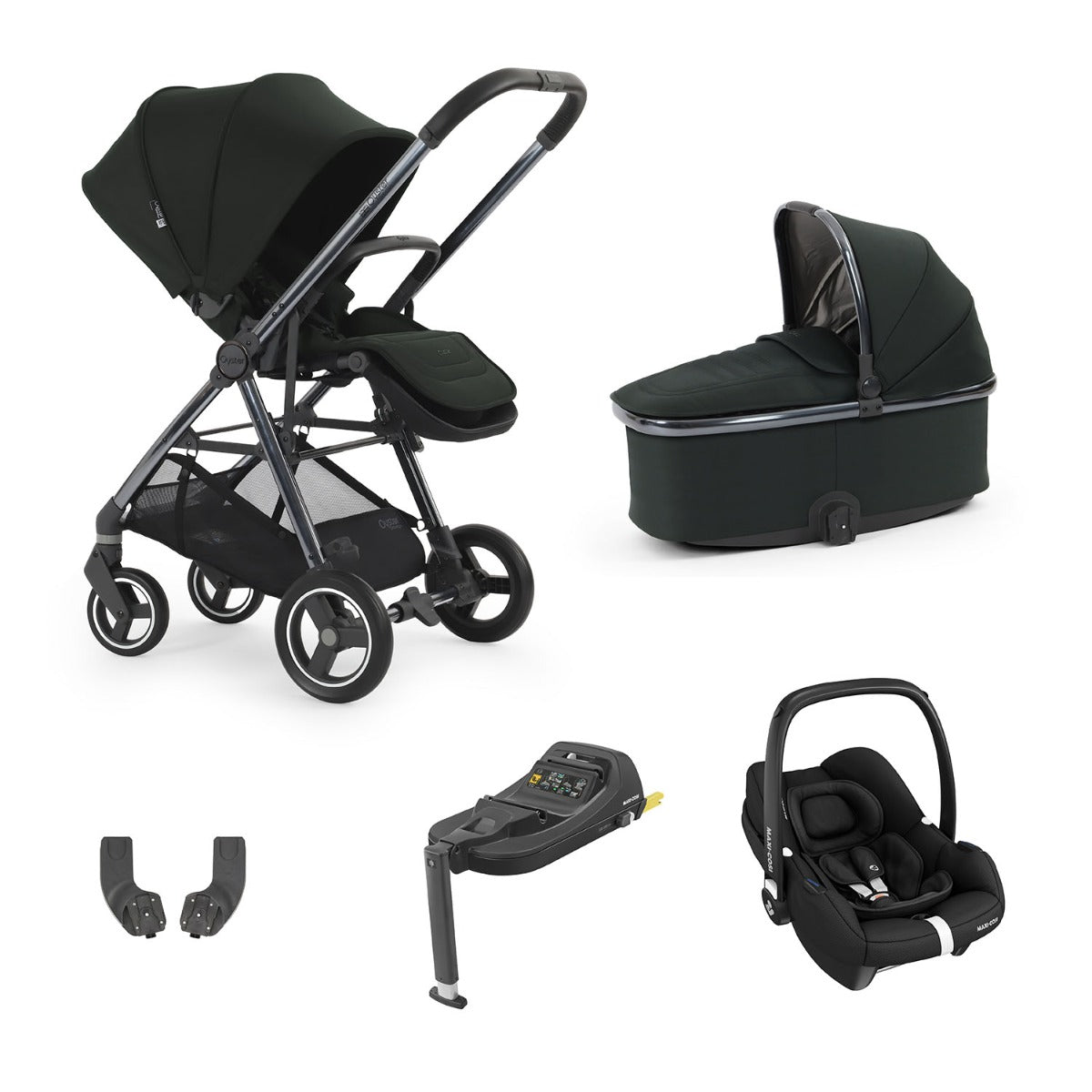BabyStyle Oyster Gravity+ 5 Piece Maxi-Cosi Cabriofix iSize Bundle - Black Olive