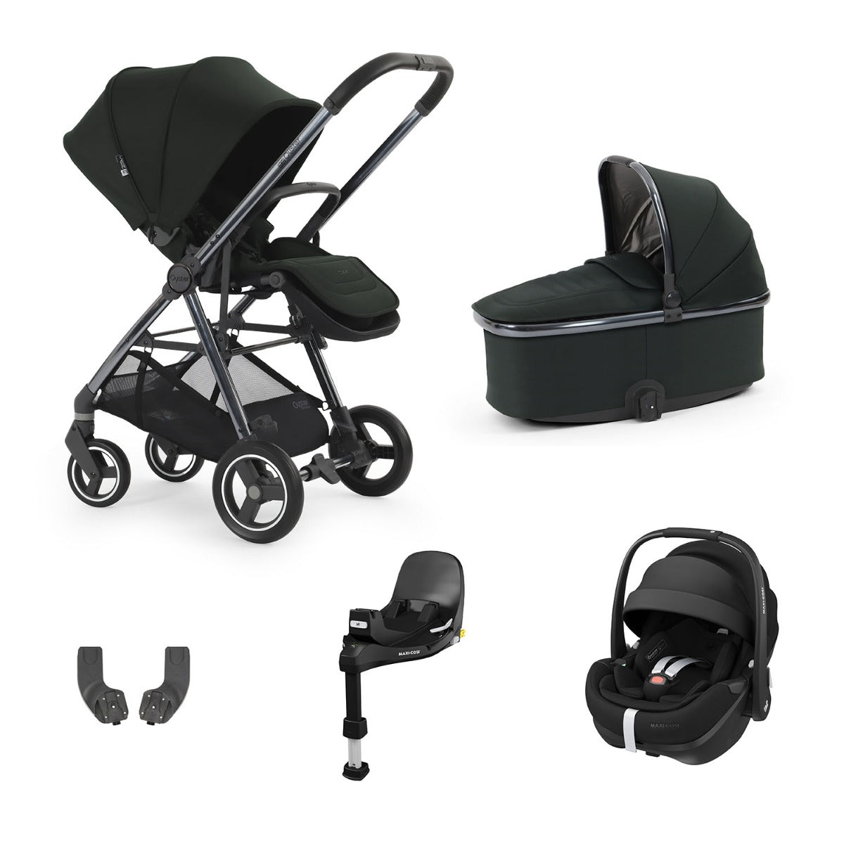 BabyStyle Oyster Gravity+ 5 Piece Maxi-Cosi Pebble 360 Pro2 Bundle - Black Olive