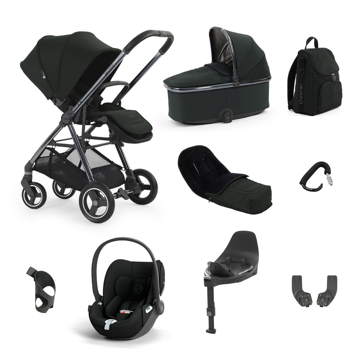 BabyStyle Oyster Gravity+ 9 Piece Cybex Cloud T Bundle - Black Olive