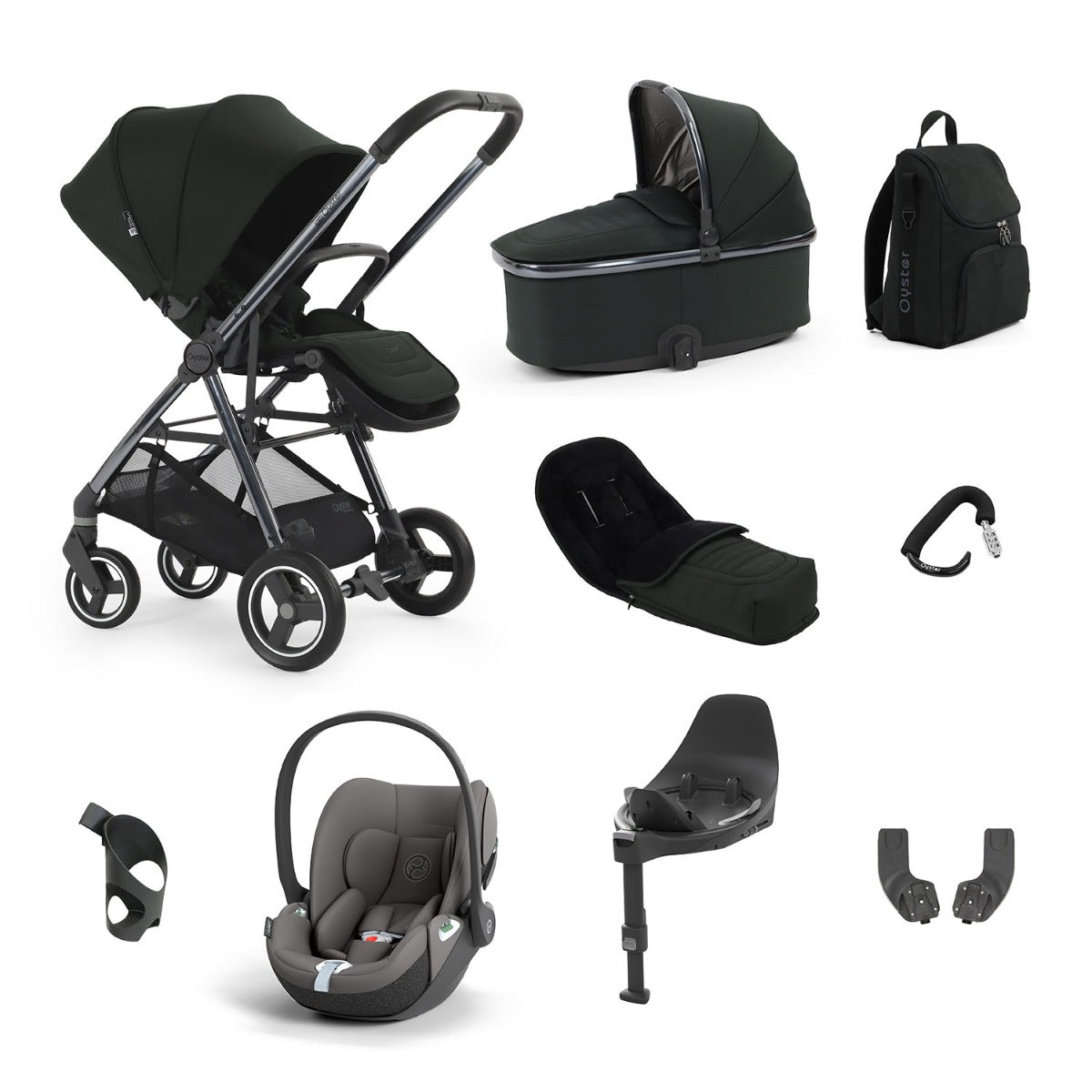 BabyStyle Oyster Gravity+ 9 Piece Cybex Cloud T Bundle - Black Olive