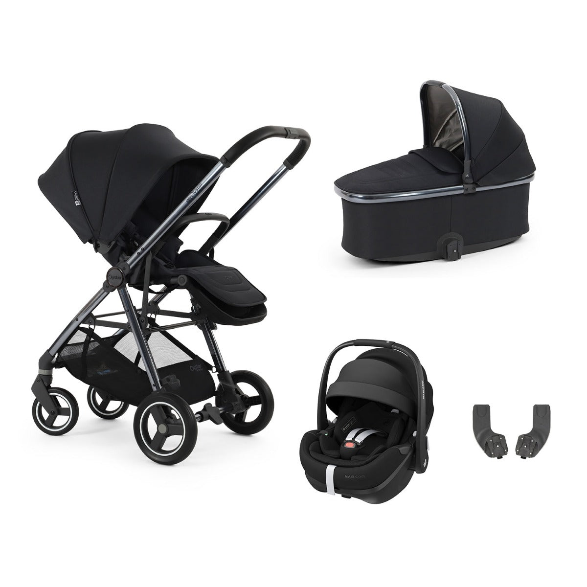 BabyStyle Oyster Gravity+ 4 Piece Maxi-Cosi Pebble 360 Pro2 Bundle - Carbonite