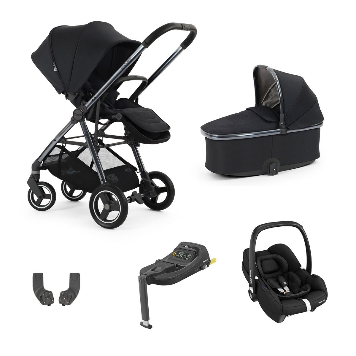 BabyStyle Oyster Gravity+ 5 Piece Maxi-Cosi Cabriofix iSize Bundle - Carbonite