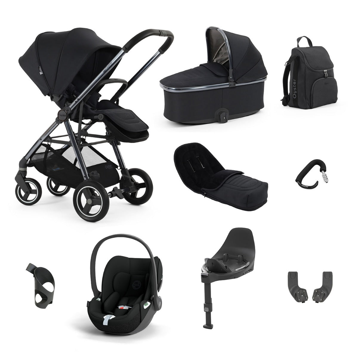 BabyStyle Oyster Gravity+ 9 Piece Cybex Cloud T Bundle - Carbonite