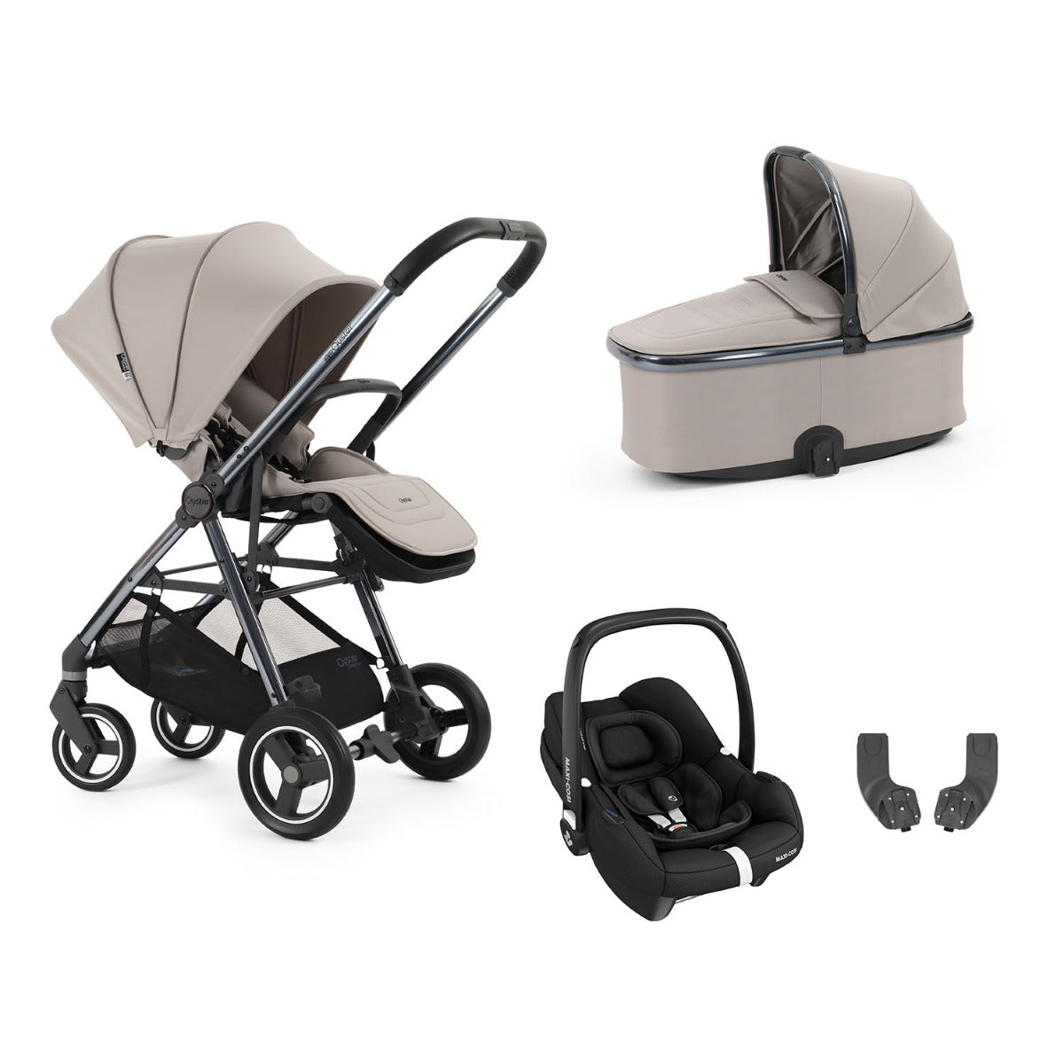 BabyStyle Oyster Gravity+ 4 Piece Maxi-Cosi Cabriofix iSize Bundle - Stone