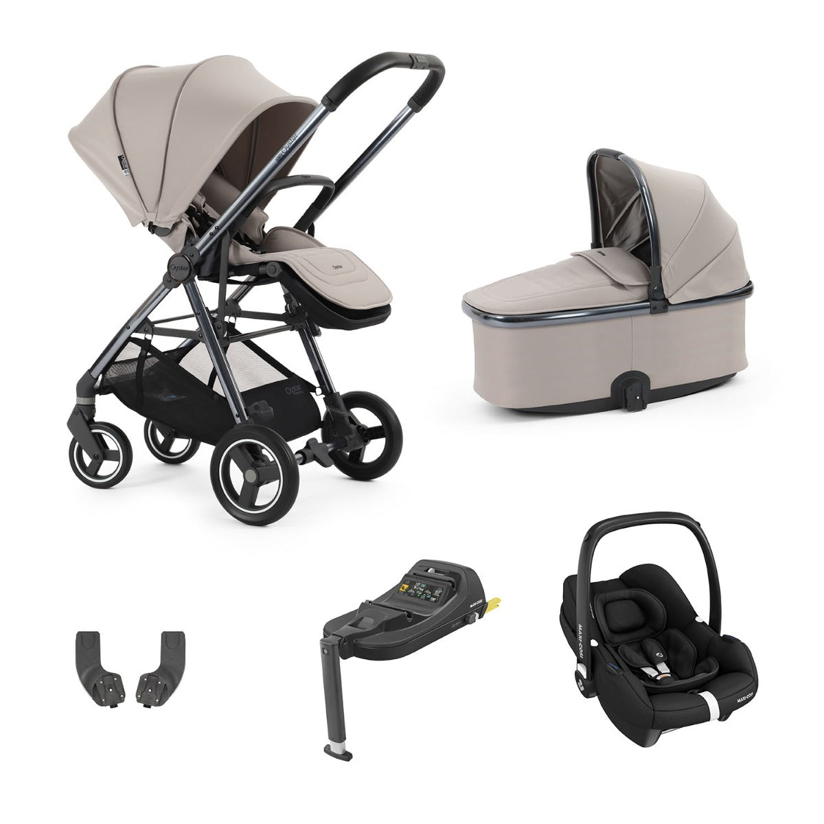 BabyStyle Oyster Gravity+ 5 Piece Maxi-Cosi Cabriofix iSize Bundle - Stone