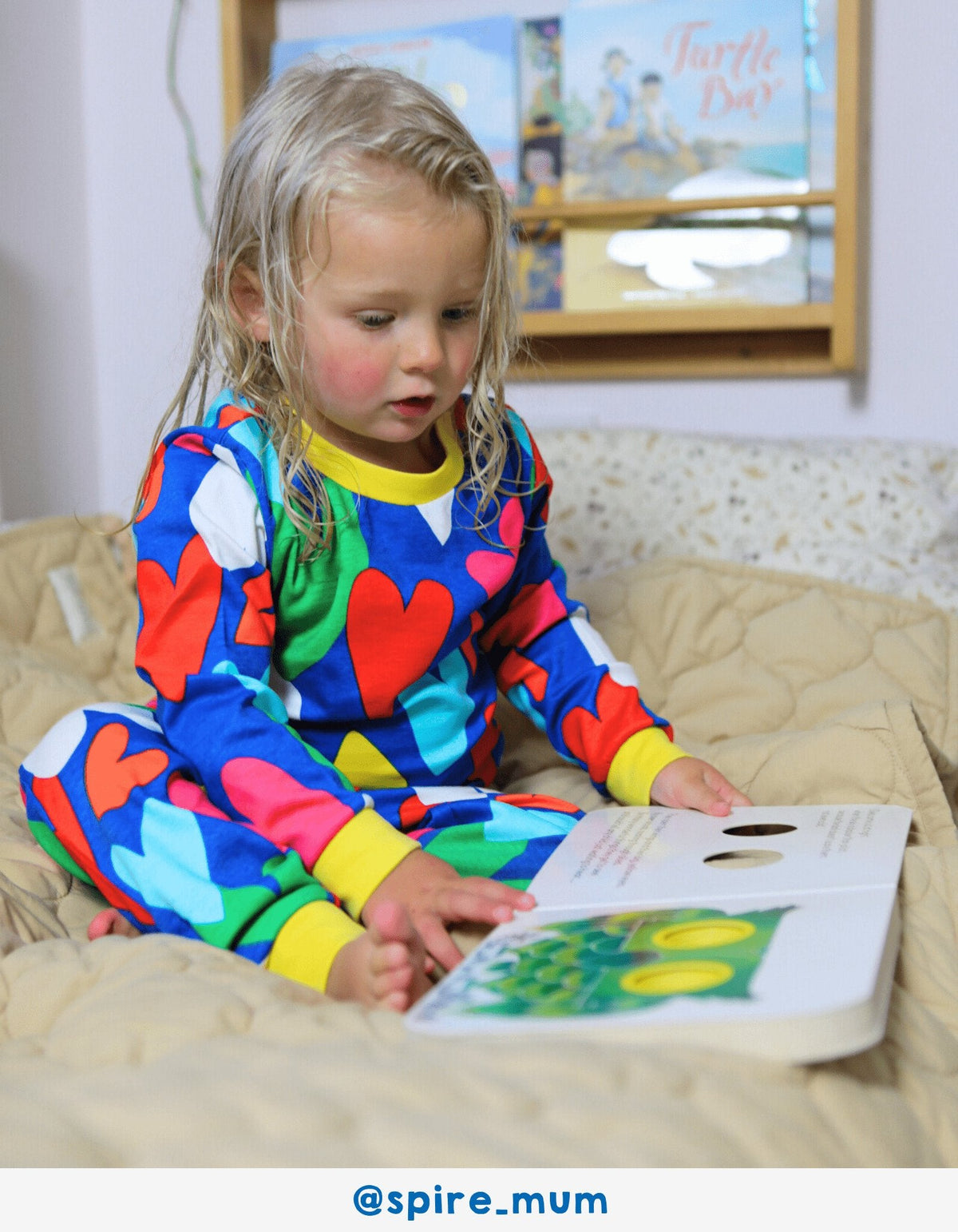 Toby Tiger Organic Heart Print Pyjamas