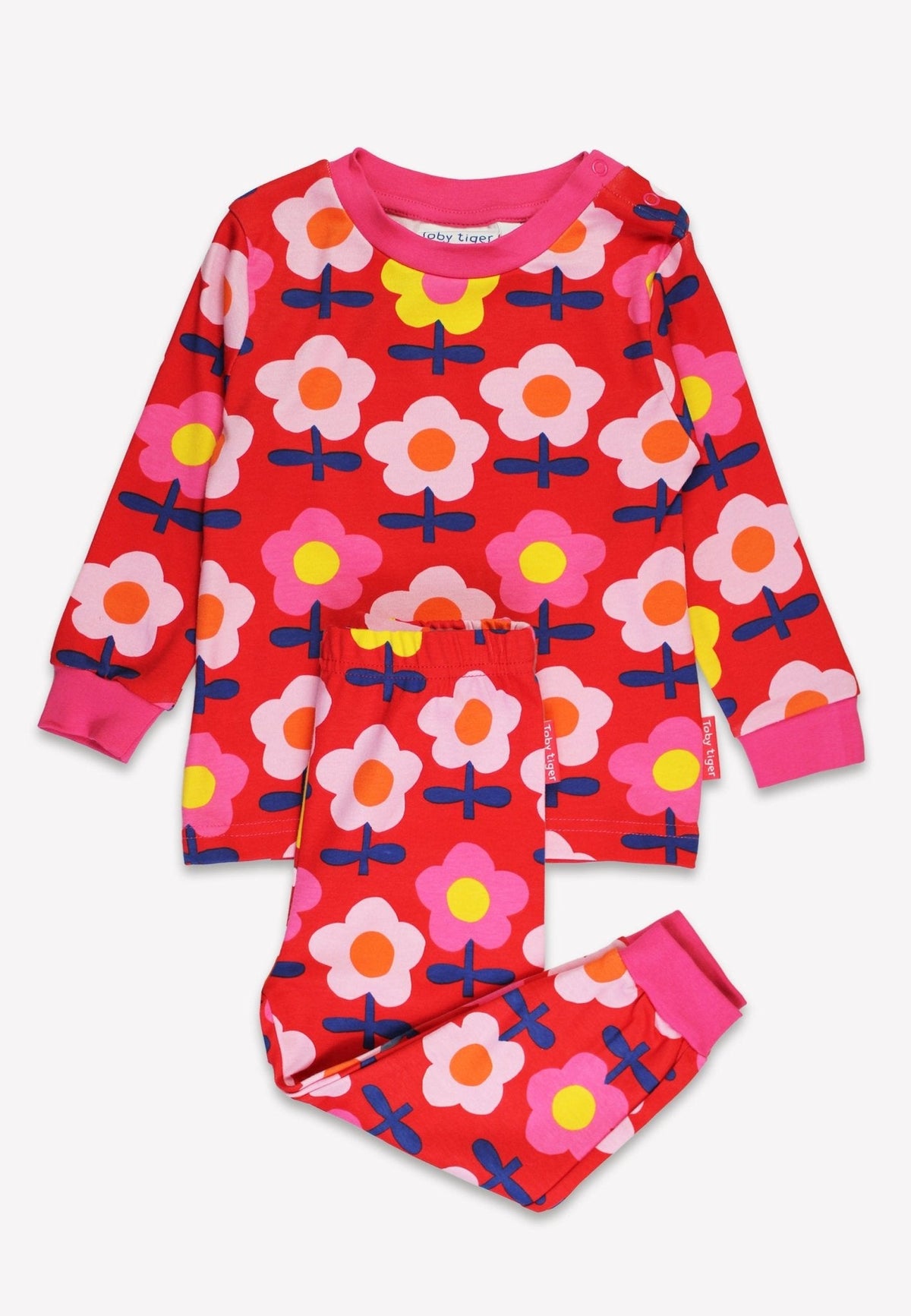 Toby Tiger Organic Pink Flower Print Pyjamas