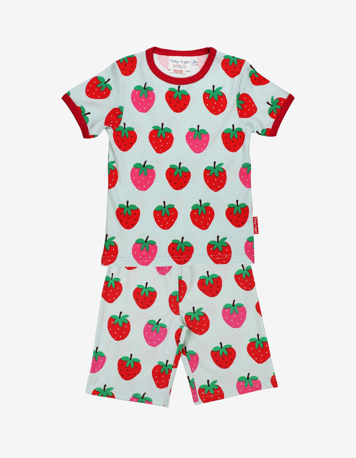 Toby Tiger Organic Strawberry Print Short Pyjamas