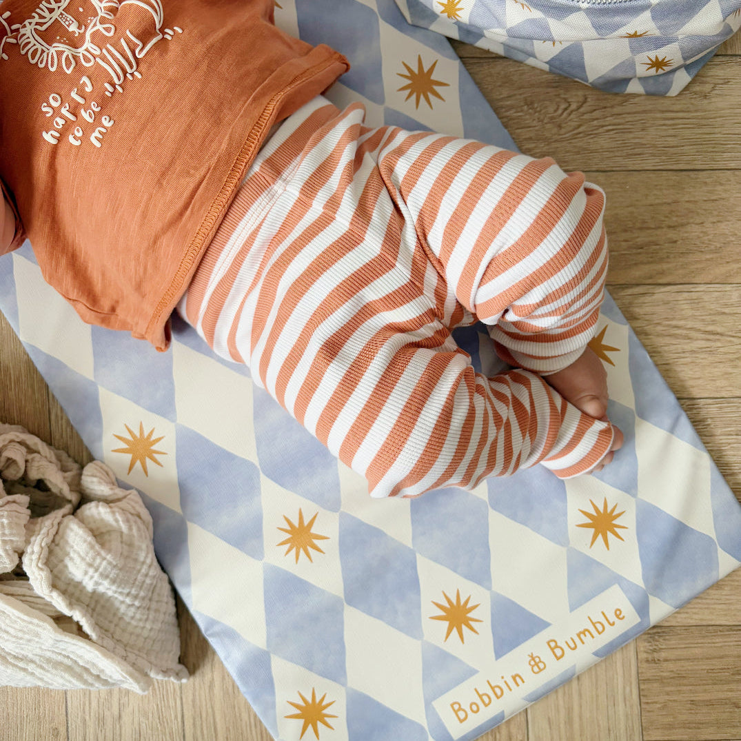 Travel Changing Mat - Blue Harlequin