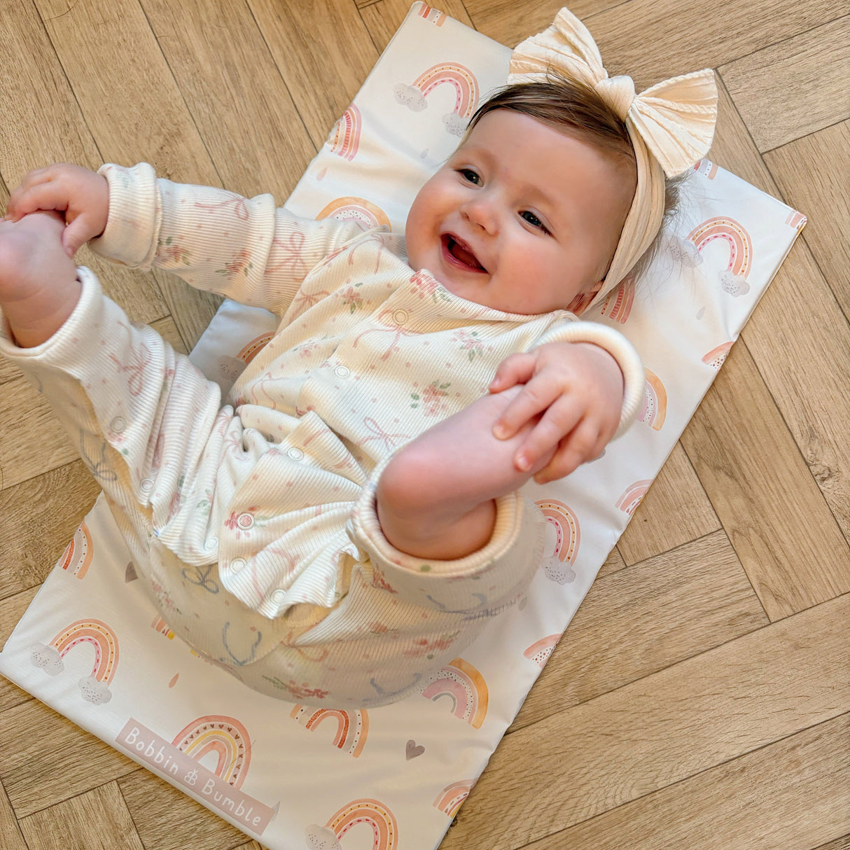 Travel Changing Mat - Pink Rainbow