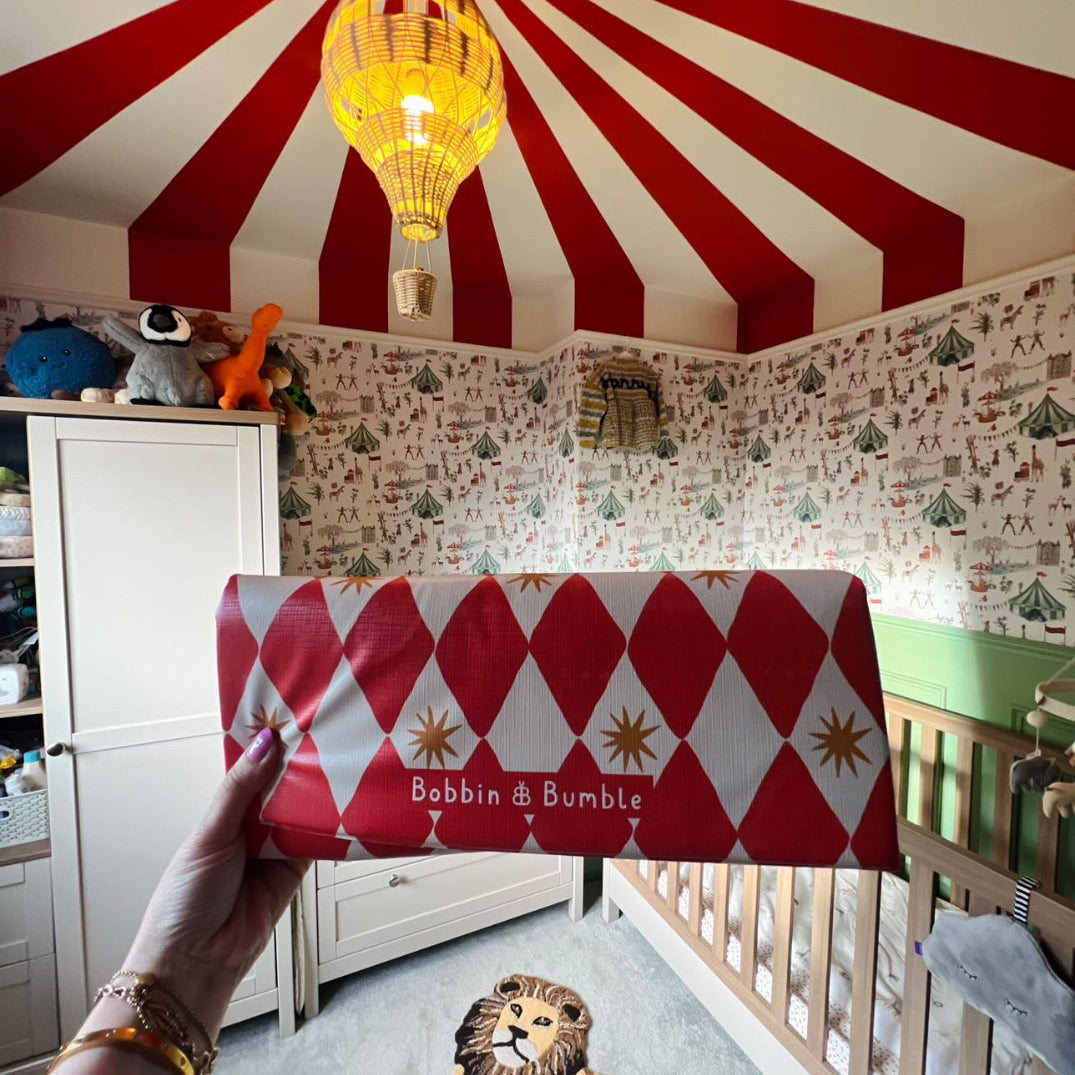 Travel Changing Mat - Red Harlequin