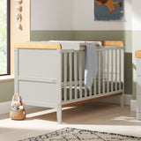 Tutti Bambini Rio Cot Bed with Cot Top Changer & Mattress - Dove Grey & Honey Oak