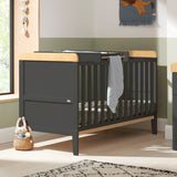 Tutti Bambini Rio Cot Bed with Cot Top Changer & Mattress - Honey Oak & Slate Grey