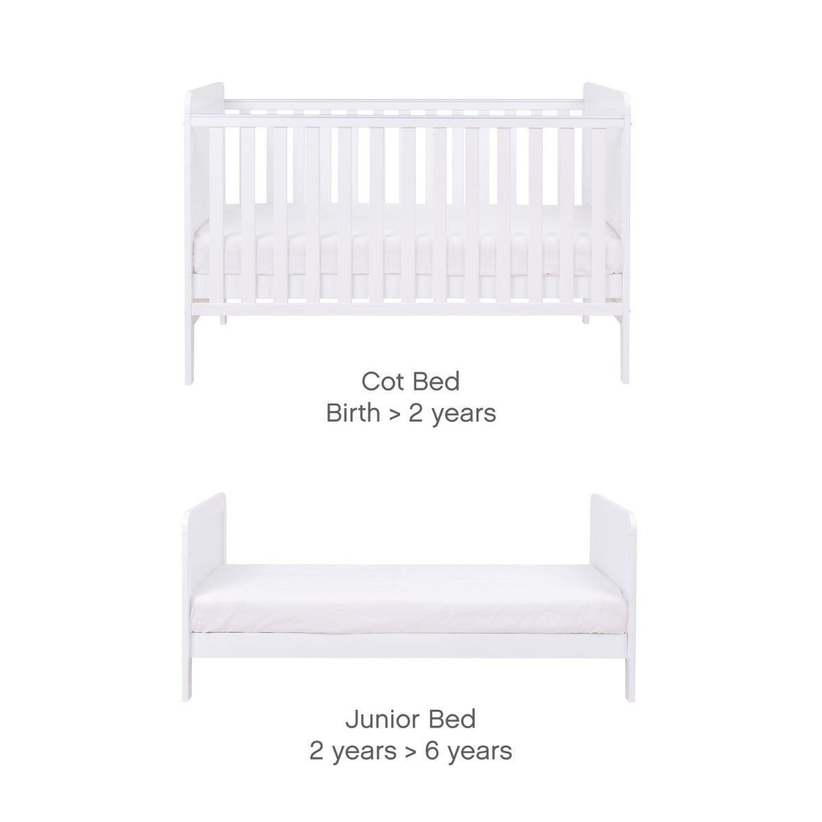 Tutti Bambini Rio Cot Bed with Cot Top Changer & Mattress - White