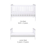 Tutti Bambini Rio Cot Bed with Cot Top Changer & Mattress - White/Dove Grey