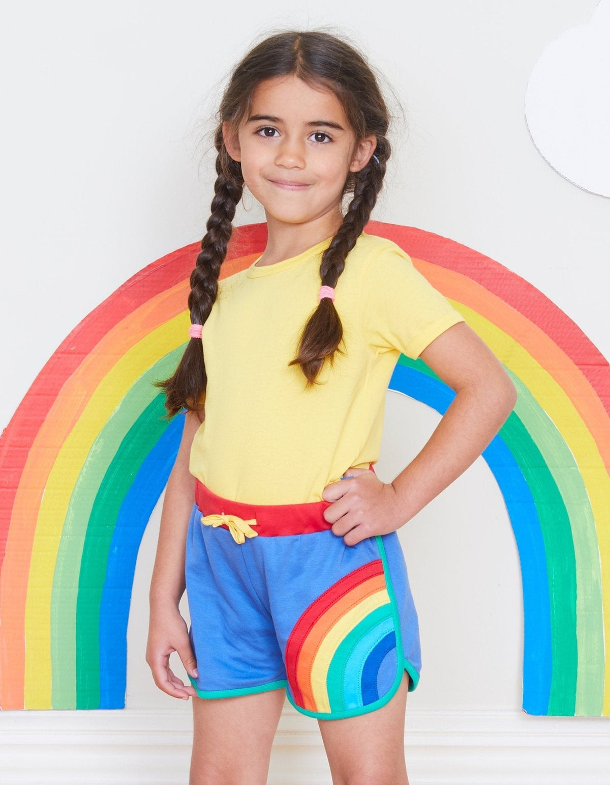 Toby Tiger Organic Rainbow Applique Running Shorts