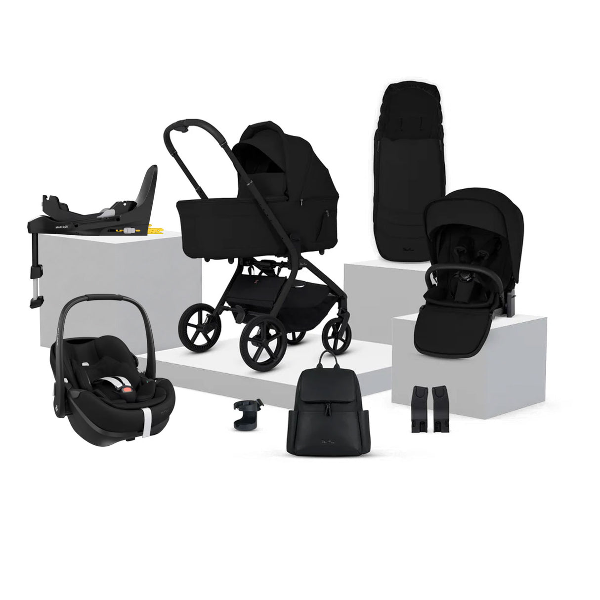 Silver Cross Breez Ultimate Maxi-Cosi Pebble 360 Pro2 & Sliding Base Bundle - Onyx