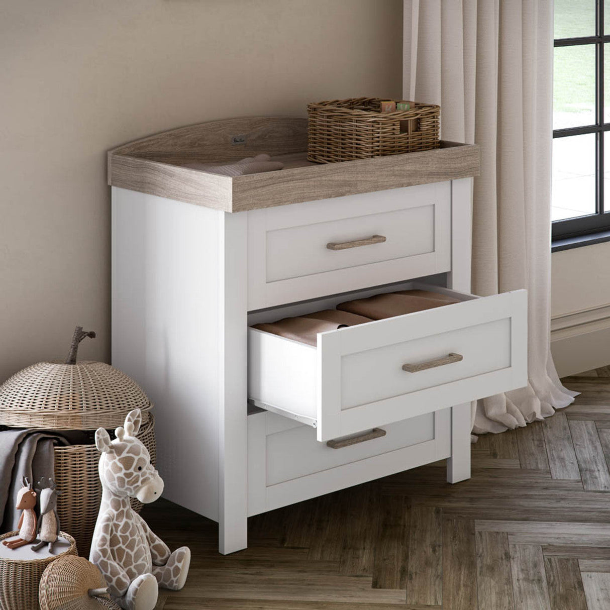 Silver Cross Valencia 3 Piece Nursery Set with Convertible Cot Bed, Dresser & Wardrobe