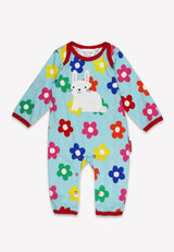 Toby Tiger Organic Rainbow Bloom Bunny Applique Sleepsuit