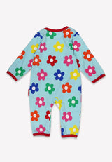 Toby Tiger Organic Rainbow Bloom Bunny Applique Sleepsuit