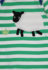 Toby Tiger Organic Hillside Sheep Applique Sleepsuit