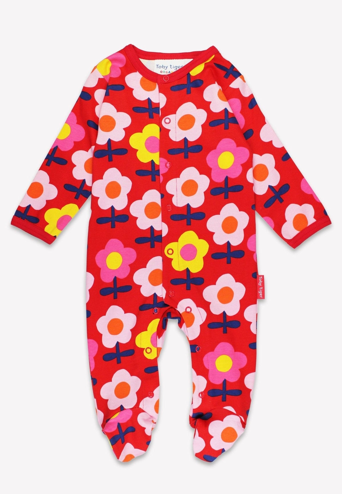 Toby Tiger Organic Pink Flower Print Sleepsuit