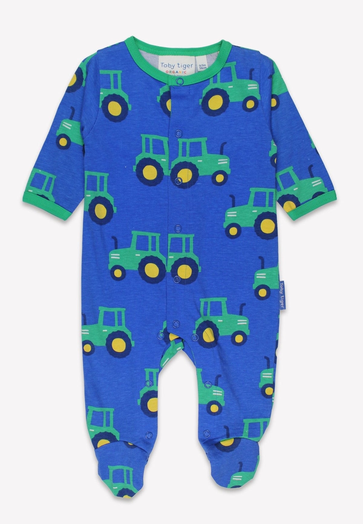 Toby Tiger Organic Hillside Tractor Print Sleepsuit