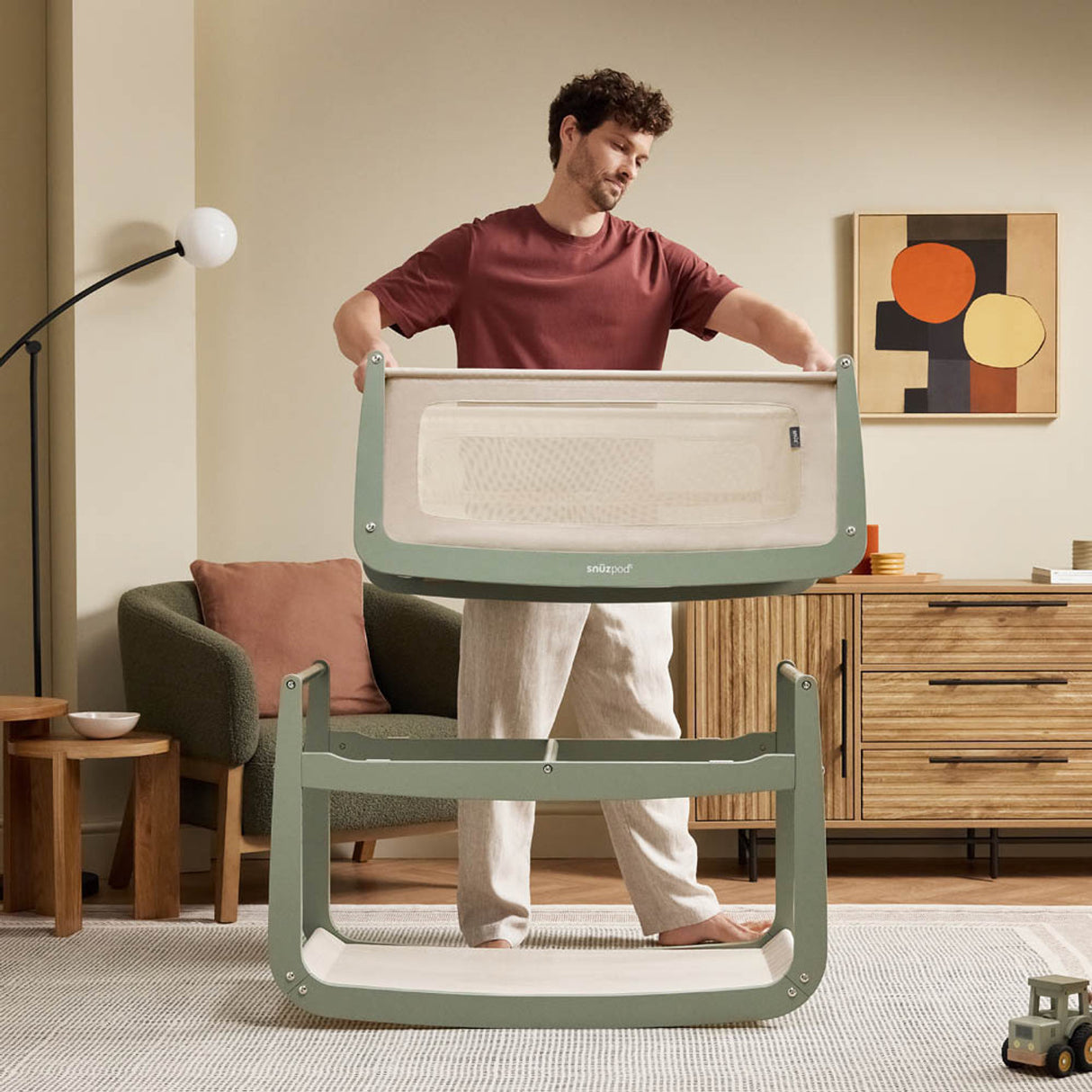 Snuzpod 5 Bedside Crib - Sage