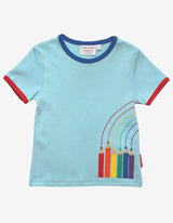 Toby Tiger Organic Art Applique Short-Sleeved T-Shirt