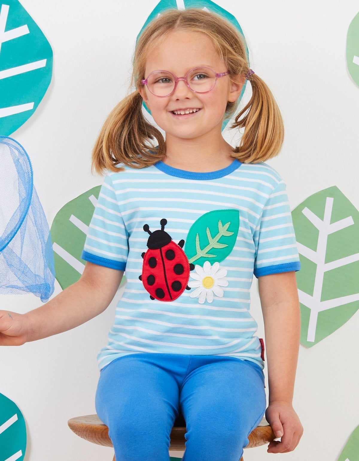 Toby Tiger Organic Ladybird Applique Short-Sleeved T-Shirt