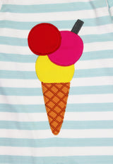Toby Tiger Organic Ice Cream Applique Short-Sleeved T-Shirt
