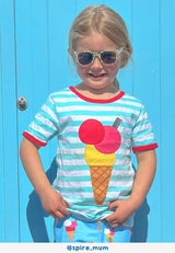 Toby Tiger Organic Ice Cream Applique Short-Sleeved T-Shirt