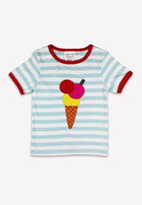Toby Tiger Organic Ice Cream Applique Short-Sleeved T-Shirt