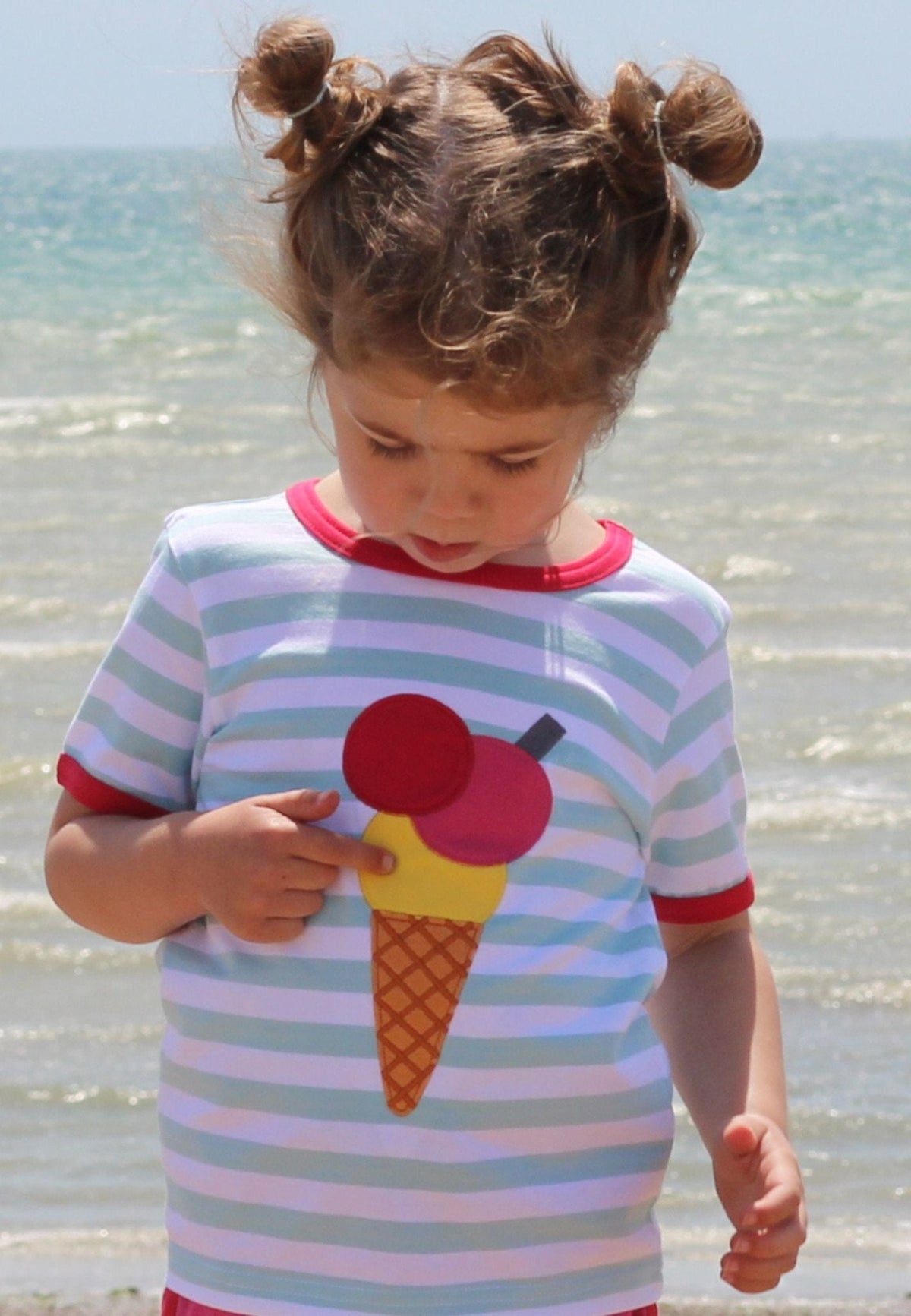 Toby Tiger Organic Ice Cream Applique Short-Sleeved T-Shirt