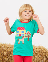 Toby Tiger Organic Animal Farm Applique Short-Sleeved T-Shirt