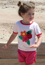 Toby Tiger Organic Ladybird Applique Short-Sleeved T-Shirt