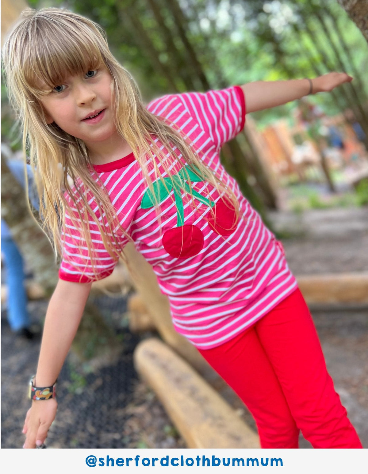 Toby Tiger Organic Cherry Applique Short-Sleeved T-Shirt