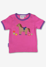 Toby Tiger Organic Hillside Pony Applique Short-Sleeved T-Shirt