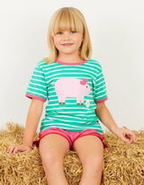 Toby Tiger Organic Pig Applique Short-Sleeved T-Shirt