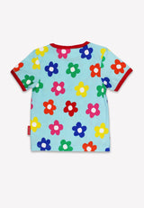 Toby Tiger Organic Rainbow Bloom Bunny Pocket Applique Short-Sleeved T-Shirt