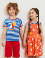 Toby Tiger Organic Sailboat Applique Short-Sleeved T-Shirt