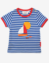 Toby Tiger Organic Sailboat Applique Short-Sleeved T-Shirt
