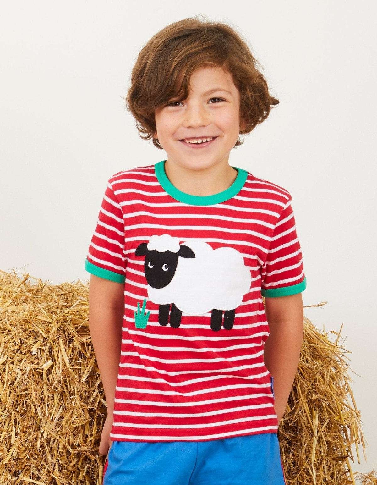 Toby Tiger Organic Sheep Applique Short-Sleeved T-Shirt