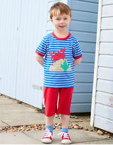 Toby Tiger Organic Crab Applique Short-Sleeved T-Shirt