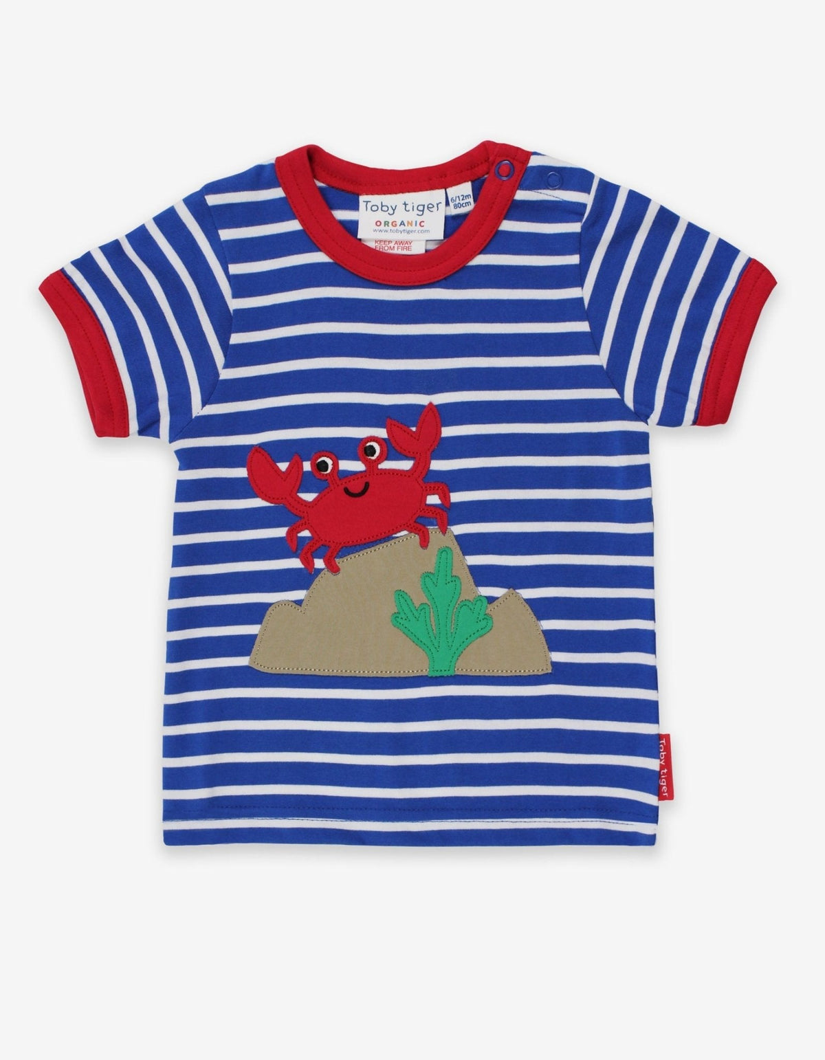 Toby Tiger Organic Crab Applique Short-Sleeved T-Shirt