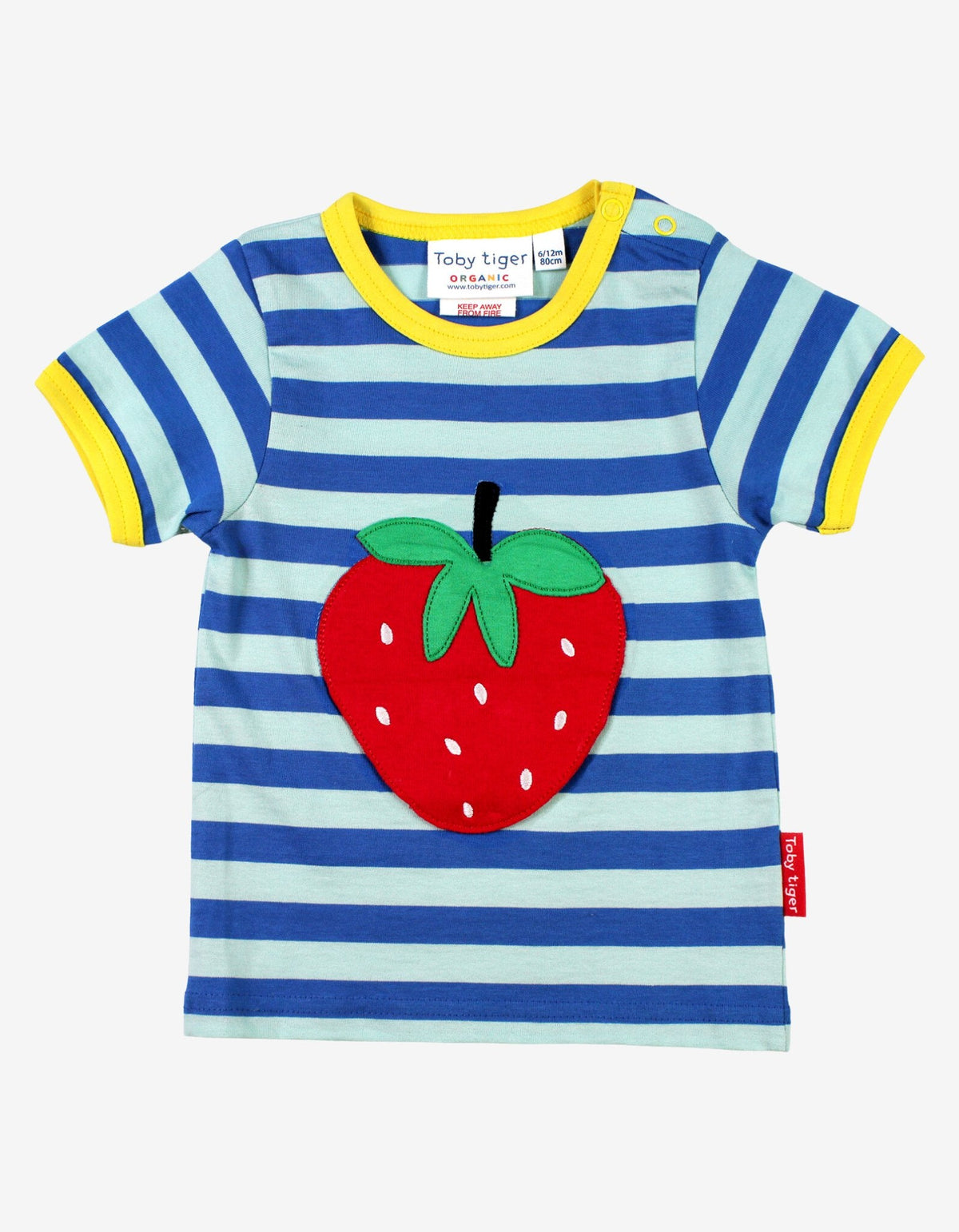 Toby Tiger Organic Strawberry Applique Short-Sleeved T-Shirt