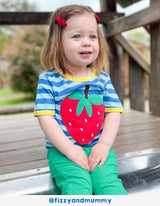 Toby Tiger Organic Strawberry Applique Short-Sleeved T-Shirt