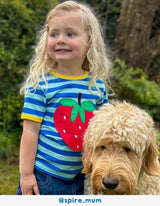 Toby Tiger Organic Strawberry Applique Short-Sleeved T-Shirt